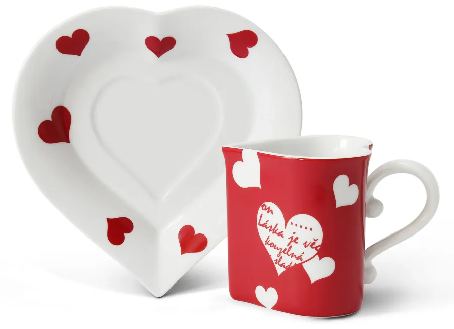 obrazek 2 Piękna stylowa filiżanka ze spodkiem z porcelany w kształcie serca na Walentynki – wariant 4 – Leander