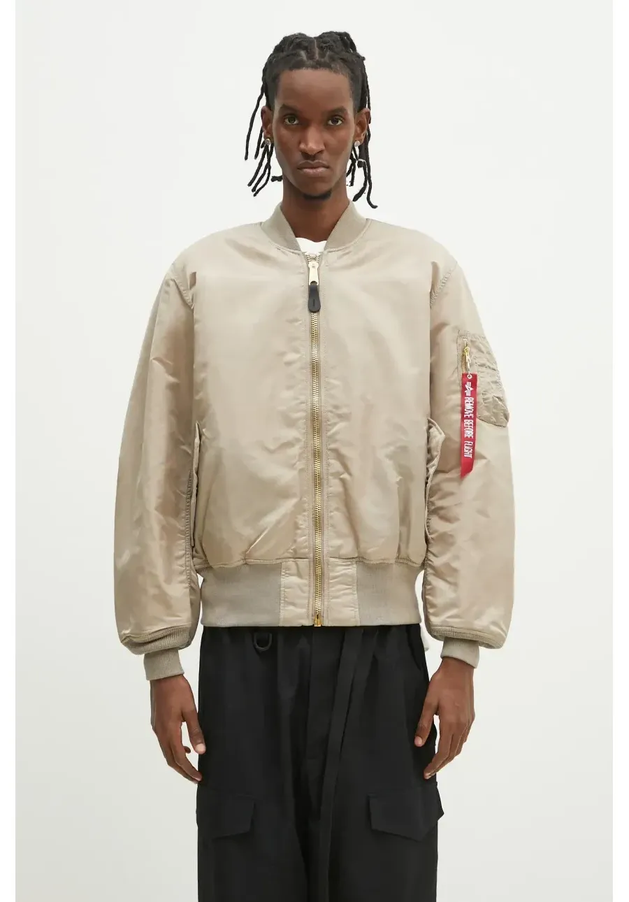 obrazek 1 Alpha Industries kurtka bomber męski kolor beżowy zimowa