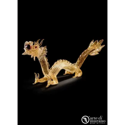 Zdjęcie Zdobnicza rzeźba smoka ze złota i szkła Murano