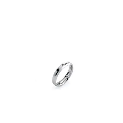 Zdjęcie Smukła obrączka z koroną Unoaerre z białego złota z diamentem o masie 0,01 ct. 3mm szerokości