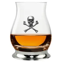 Picture Stylish whiskey glass decorated with a skull