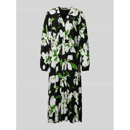 Zdjęcie Sukienka midi z czystej wiskozy z bocznymi rozcięciami