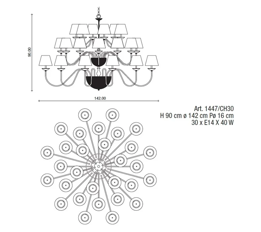 obrazek 1 Piękny stylowy żyrandol z wstawkami Swarovski z abażurem z białego marszczonego jedwabiu - Il Paralume Marina