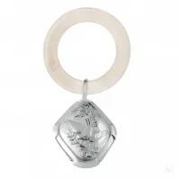 Picture Silver baby rattle decorated with a dove motif - Zaramella Argenti