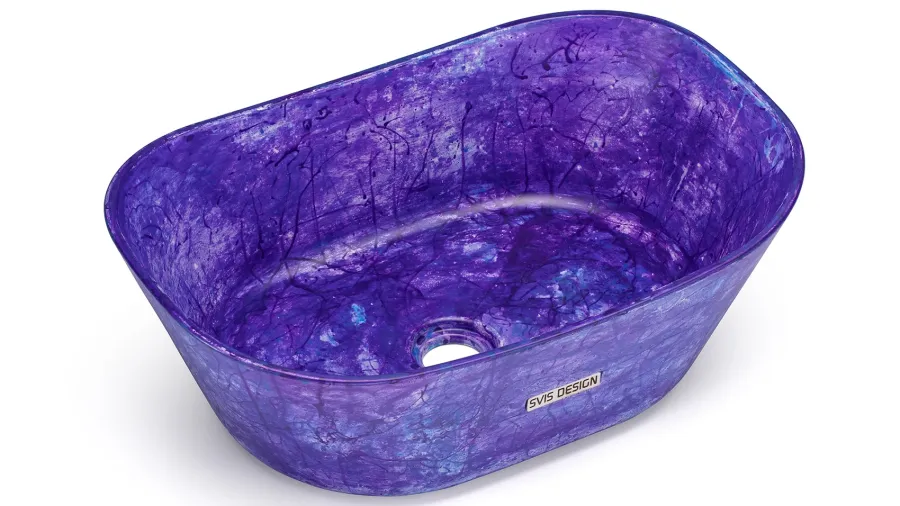 obrazek 2 Luksusowa umywalka 50 cm LIBRA BASIC – FANTASIA, fioletowy i niebieski, lakier matowy