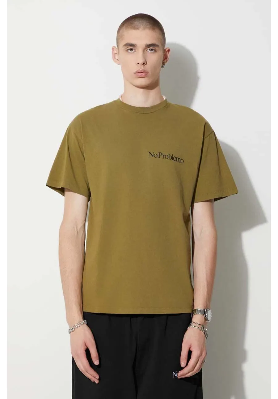 obrazek 1 Aries t-shirt bawełniany kolor zielony gładki