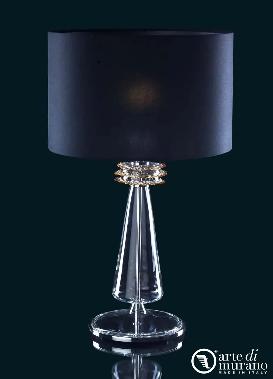 obrazek 1 Elegancka duża lampa stołowa ze szkła Murano zdobiona bursztynem