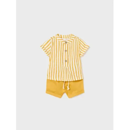 Zdjęcie Mayoral Komplet koszula i szorty materiałowe 1265 Żółty Regular Fit