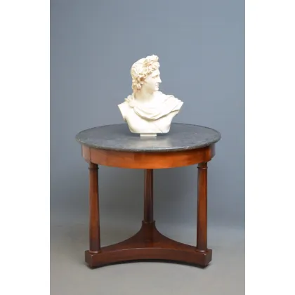 Zdjęcie Antyczny,elegancki francuski środkowy stół mahoniowy z oryginalnym marmurowym blatem