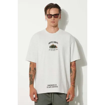 Zdjęcie AAPE t-shirt bawełniany Basic Tee męski kolor szary z nadrukiem AAPTEM1493XAM