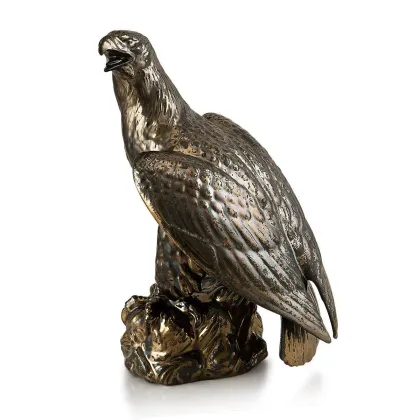 Picture Stylish ceramic eagle statuette in oxidized bronze - Ahura