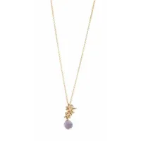 Picture Exclusive Necklace 18K Gold Plated Silver Yellow Zircons Purple Cat Eye