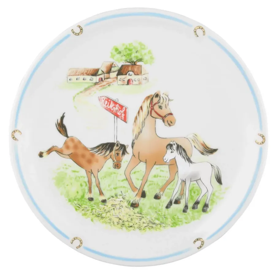 obrazek 1 Okrągły porcelanowy talerz obiadowy 25,5 cm zdobiony motywem kucyków - Seltmann Weiden