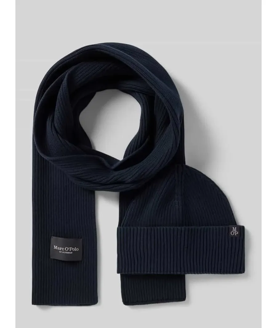 obrazek 1 Czapka i szal w zestawie z czystej bawełny z naszywką z logo