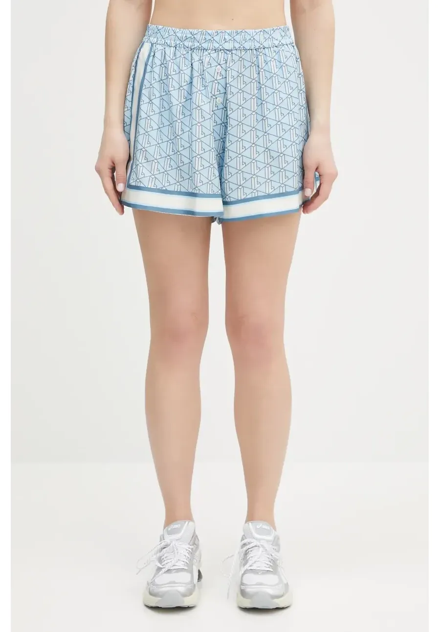obrazek 1 Lacoste szorty damskie kolor niebieski wzorzyste high waist FF0464