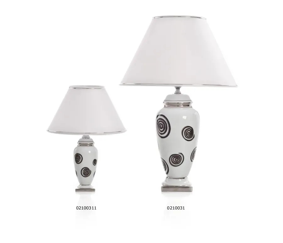 obrazek 2 Biała lampa nocna z porcelany z dwukolorowym zdobieniem