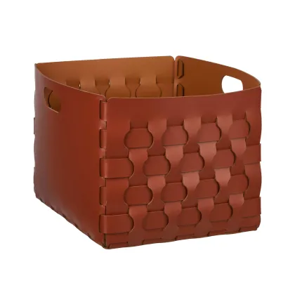 Zdjęcie Kosz Dubai 35x40xH30 cm wykonany z bordowej skóry