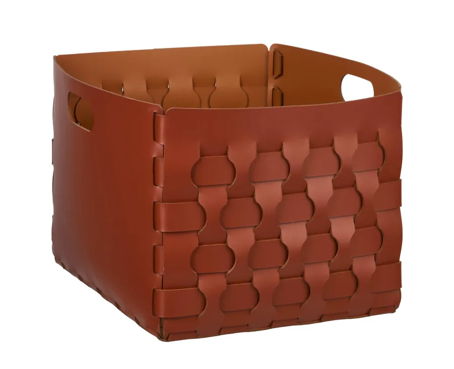 obrazek 1 Kosz Dubai 35x40xH30 cm wykonany z bordowej skóry