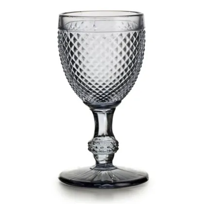 Zdjęcie Zestaw czterech szarych kielichów do czerwonego wina z geometrycznym rzeźbiarskim zdobieniem - Vista Alegre