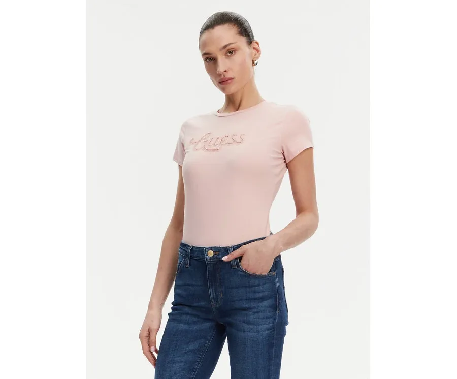 obrazek 1 Guess T-Shirt W5GI47 KA0Q1 Różowy Slim Fit