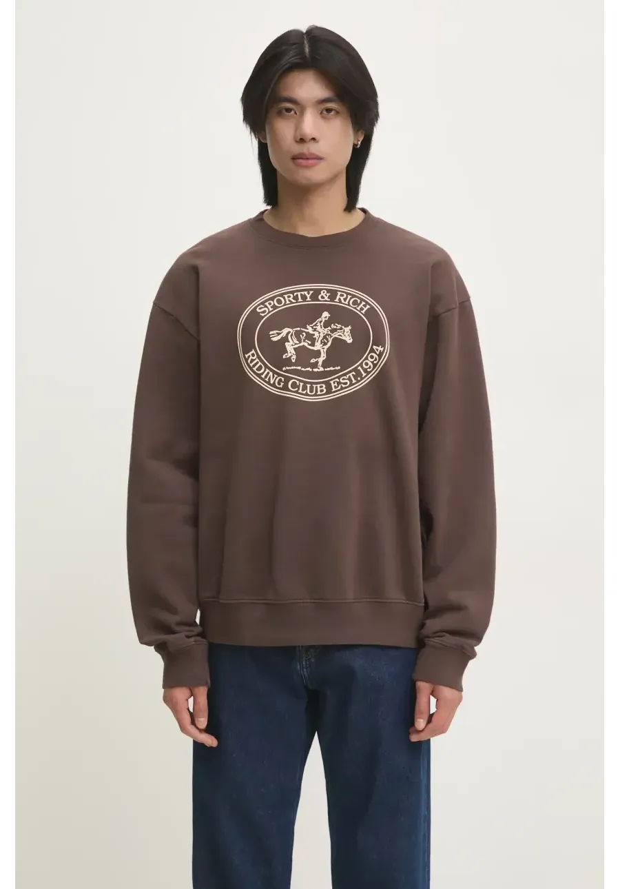 obrazek 1 Sporty & Rich bluza bawełniana Riding Club kolor brązowy z nadrukiem ST071512244BR03