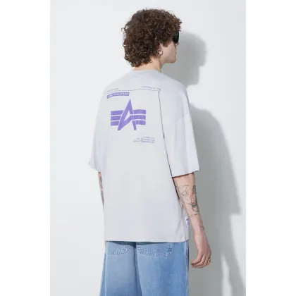 Zdjęcie Alpha Industries t-shirt bawełniany Logo BP męski kolor szary gładki 146507