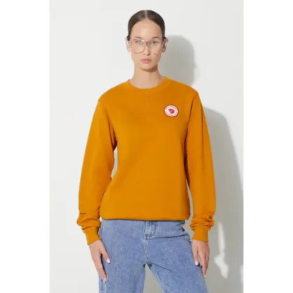 Zdjęcie Fjallraven bluza bawełniana 1960 Logo damska kolor żółty z aplikacją