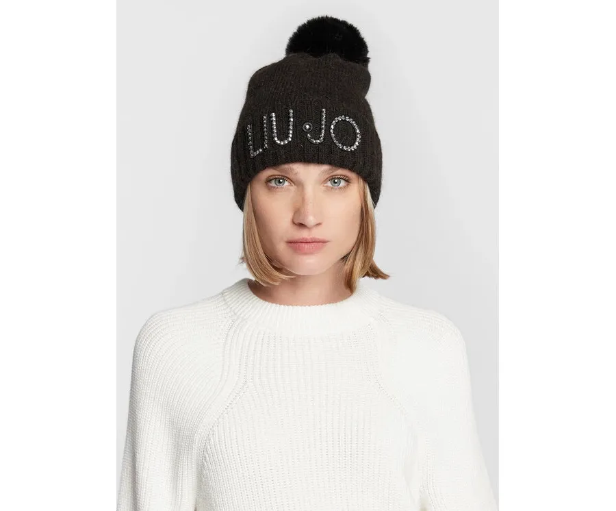 obrazek 1 Liu Jo Czapka Ponpon Logo 2F2002 M0300 Czarny