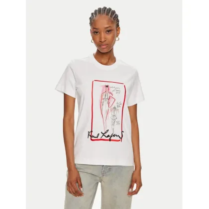 Zdjęcie KARL LAGERFELD T-Shirt 245W1713 Biały Regular Fit