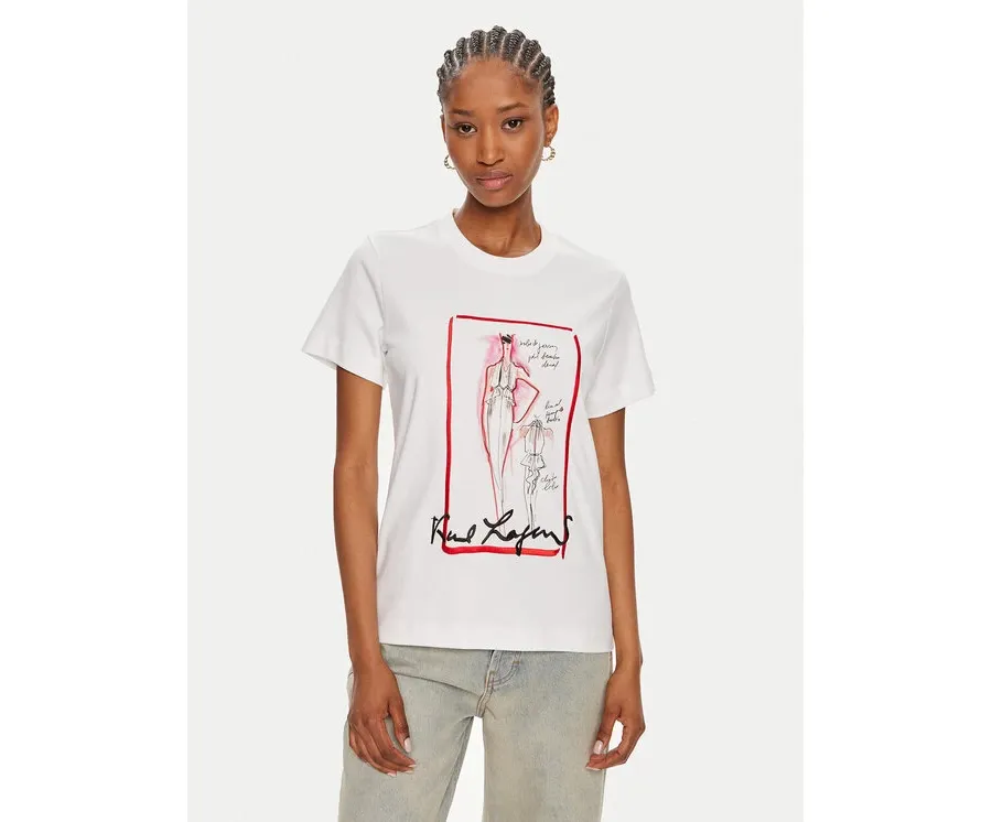 obrazek 1 KARL LAGERFELD T-Shirt 245W1713 Biały Regular Fit