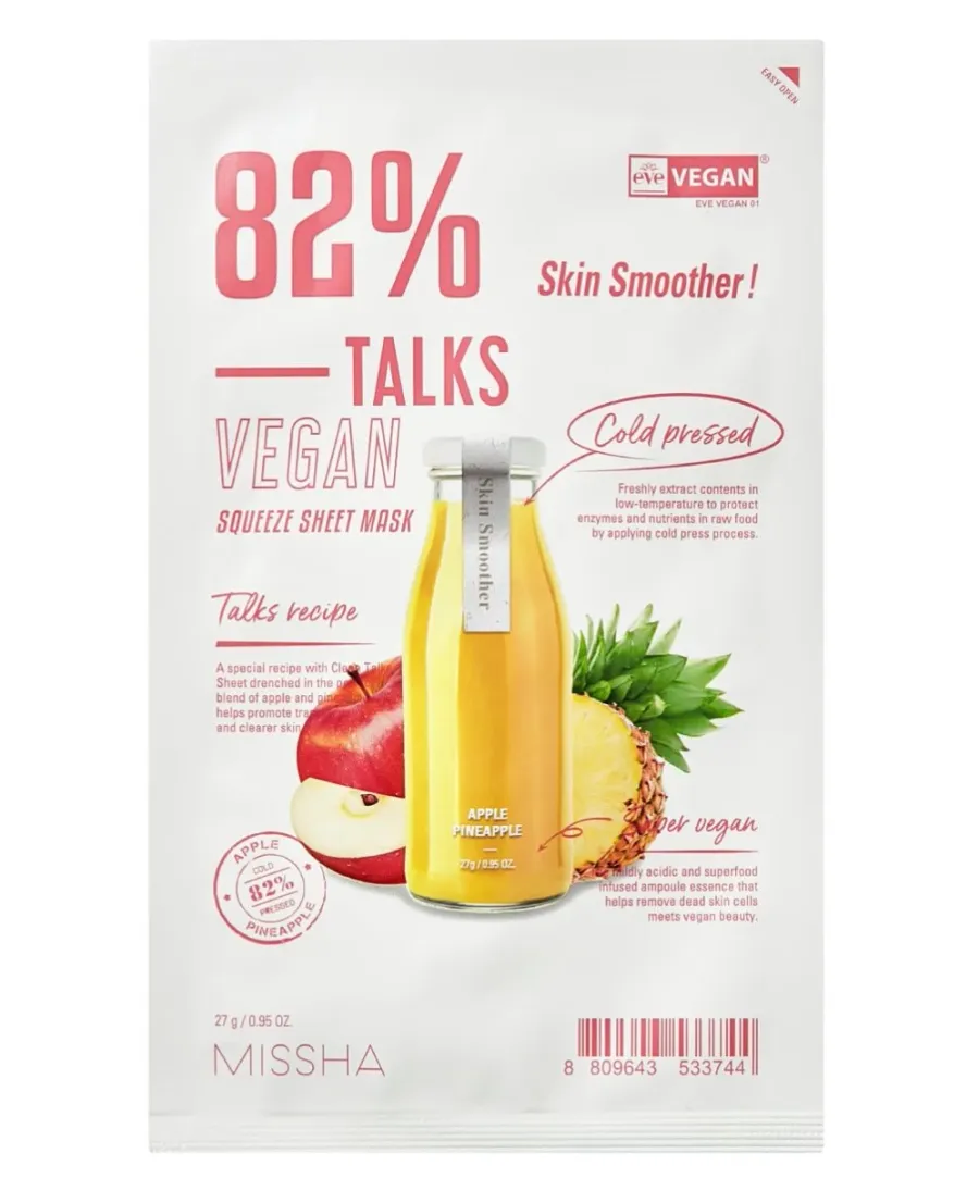 obrazek 1 Missha Talks Vegan Squeeze Maska w płachcie, Skin Smoother  27 g