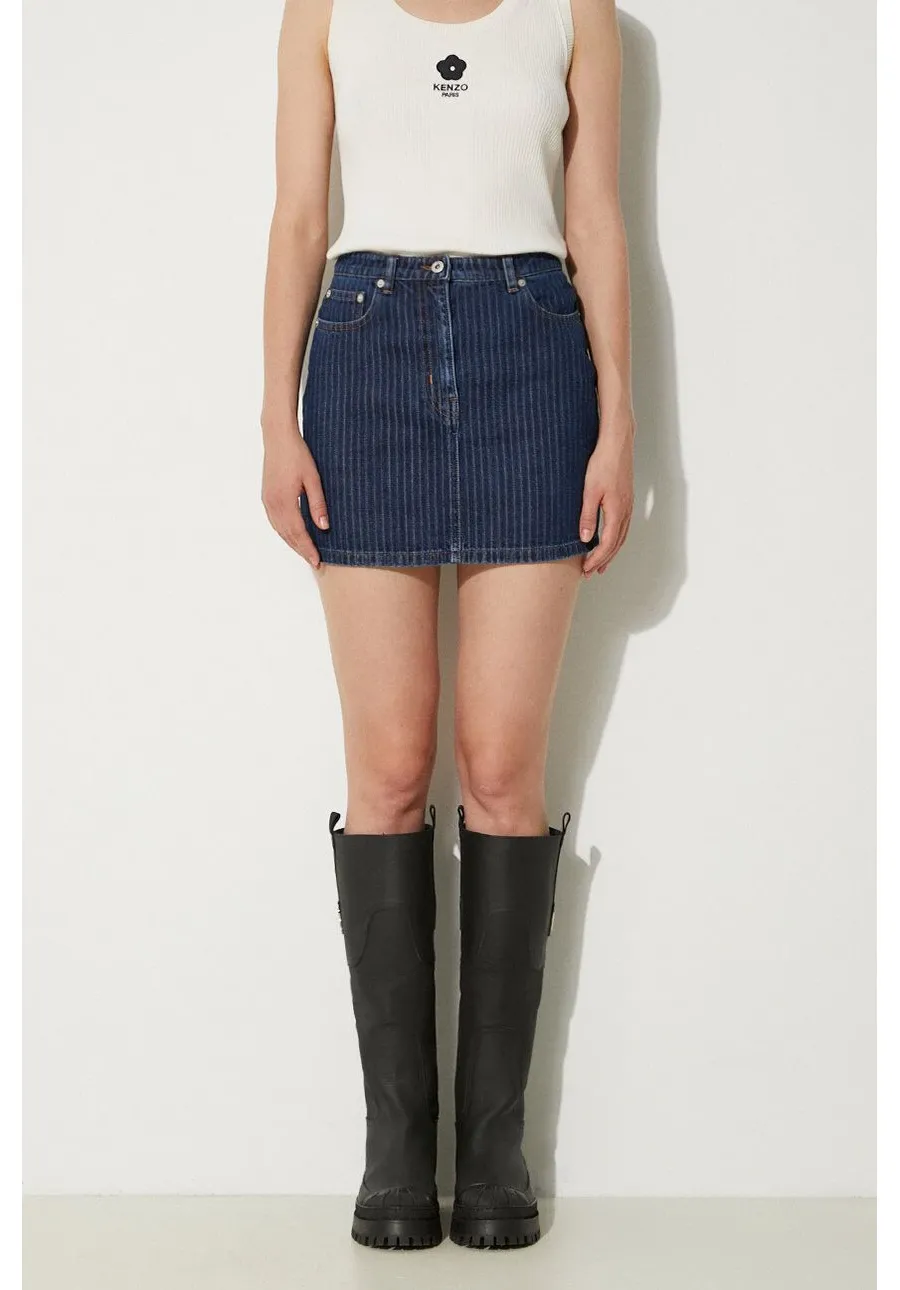 obrazek 1 Kenzo spódnica jeansowa Mini Skirt Stripped Jacquard kolor niebieski mini ołówkowa FE62DJ2806F2.DD