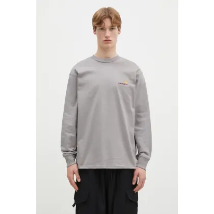 Zdjęcie Carhartt WIP longsleeve bawełniany Longsleeve American Script kolor szary gładki I029955.2LRXX