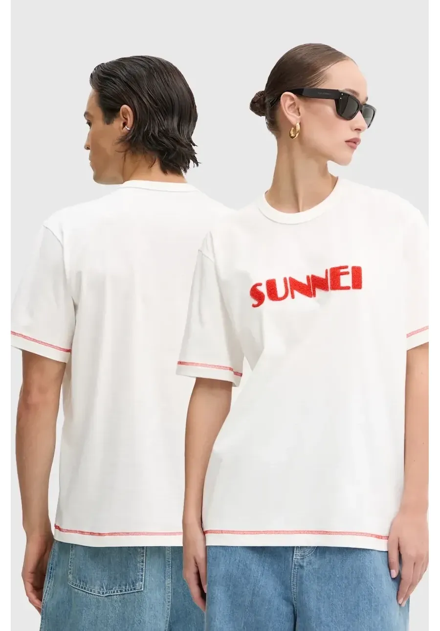 obrazek 1 Sunnei t-shirt bawełniany kolor biały z aplikacją RTWXJER020