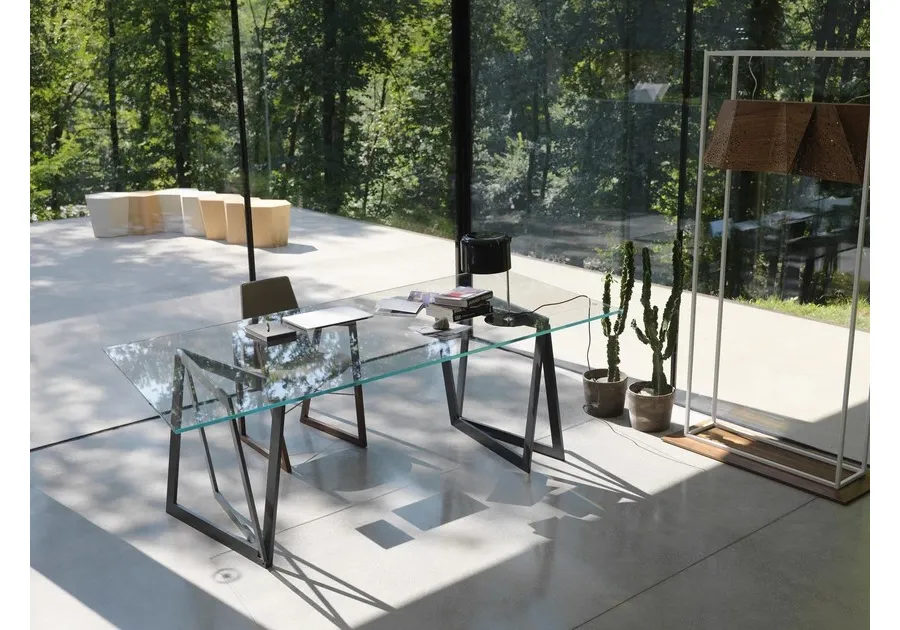 obrazek 1 Designerski Stół z Szklanym Blatem do Minimalistycznego Salonu - Casmania