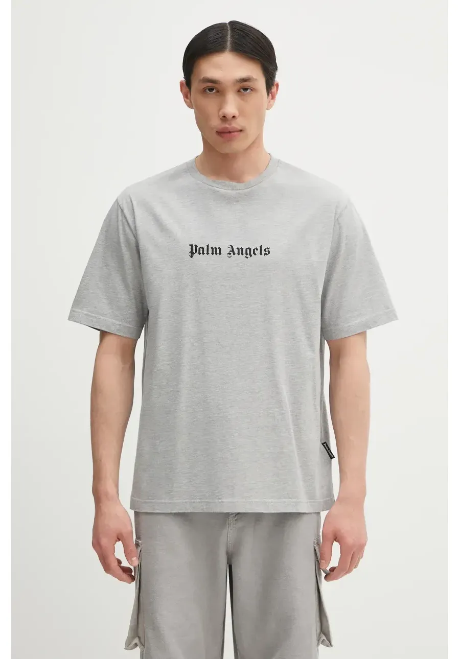 obrazek 1 Palm Angels t-shirt bawełniany Classic Logo Slim męski kolor szary z nadrukiem PMAA089C99JER0030810