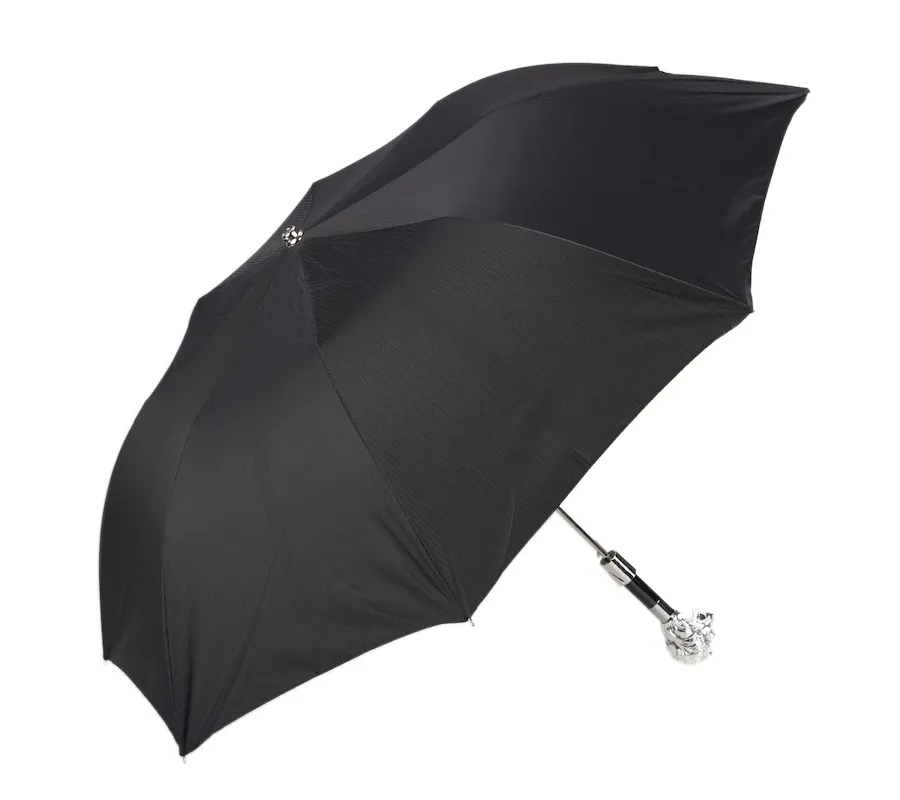 obrazek 8 Elegancki czarny parasol męski z rączką w kształcie głowy lwa - Pasotti