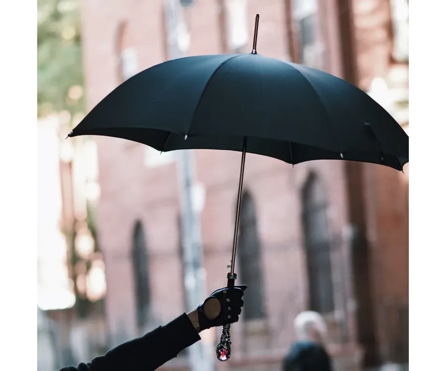 obrazek 5 Elegancki czarny parasol męski z rączką wysadzaną klejnotem i kryształkami Swarovskiego – Pasotti