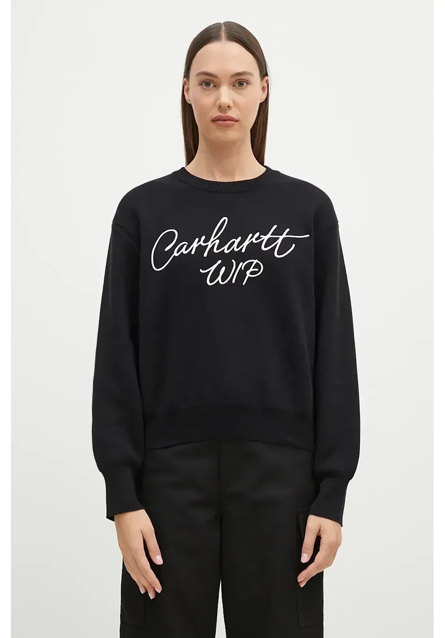 obrazek 1 Carhartt WIP sweter bawełniany Signature Sweater kolor czarny lekki I034034.K02XX