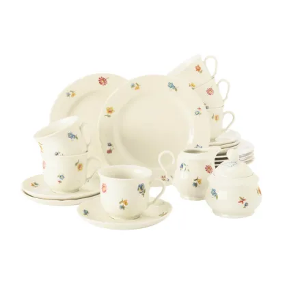 Zdjęcie Luksusowy porcelanowy 20-elementowy serwis kawowy w kolorze kości słoniowej – Seltmann Weiden