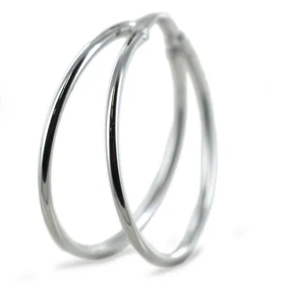 Zdjęcie Cienkie okrągłe kolczyki z białego złota (32 mm)