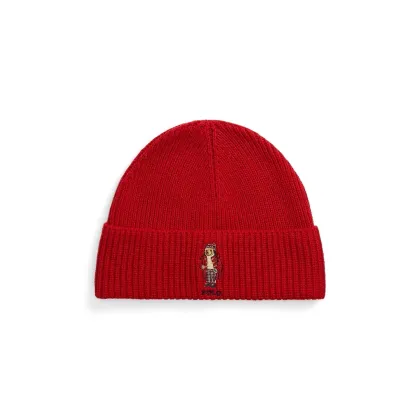 Zdjęcie Polo Ralph Lauren czapka z domieszką wełny kolor czerwony z grubej dzianiny 449959381