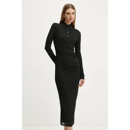Zdjęcie Nanushka sukienka VERITY kolor czarny midi dopasowana NW24CRDR00399