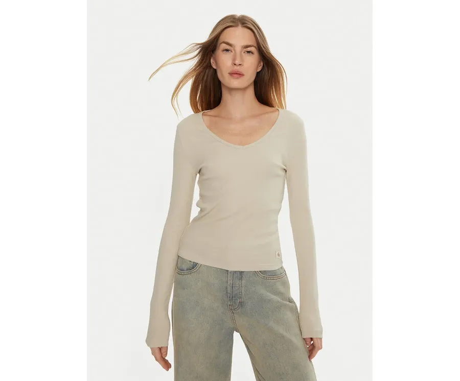 obrazek 1 Calvin Klein Jeans Bluzka J20J224197 Beżowy Slim Fit