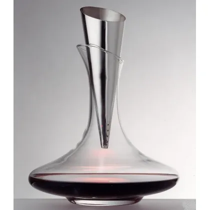 Zdjęcie Oryginalna włoska karafka do wina z lejkiem platerowanym srebrem - Pampaloni