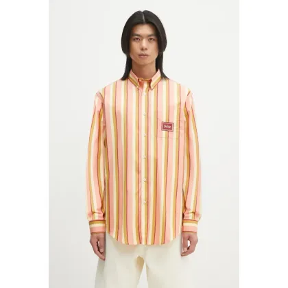 Zdjęcie Drôle de Monsieur koszula bawełniana La Chemise Rayee męska kolor pomarańczowy regular z kołnierzykiem button-down G-SH208-CO117-CR
