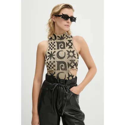 Zdjęcie Nanushka bluzka MARAJ damska kolor beżowy wzorzysta NW24PFTP23699