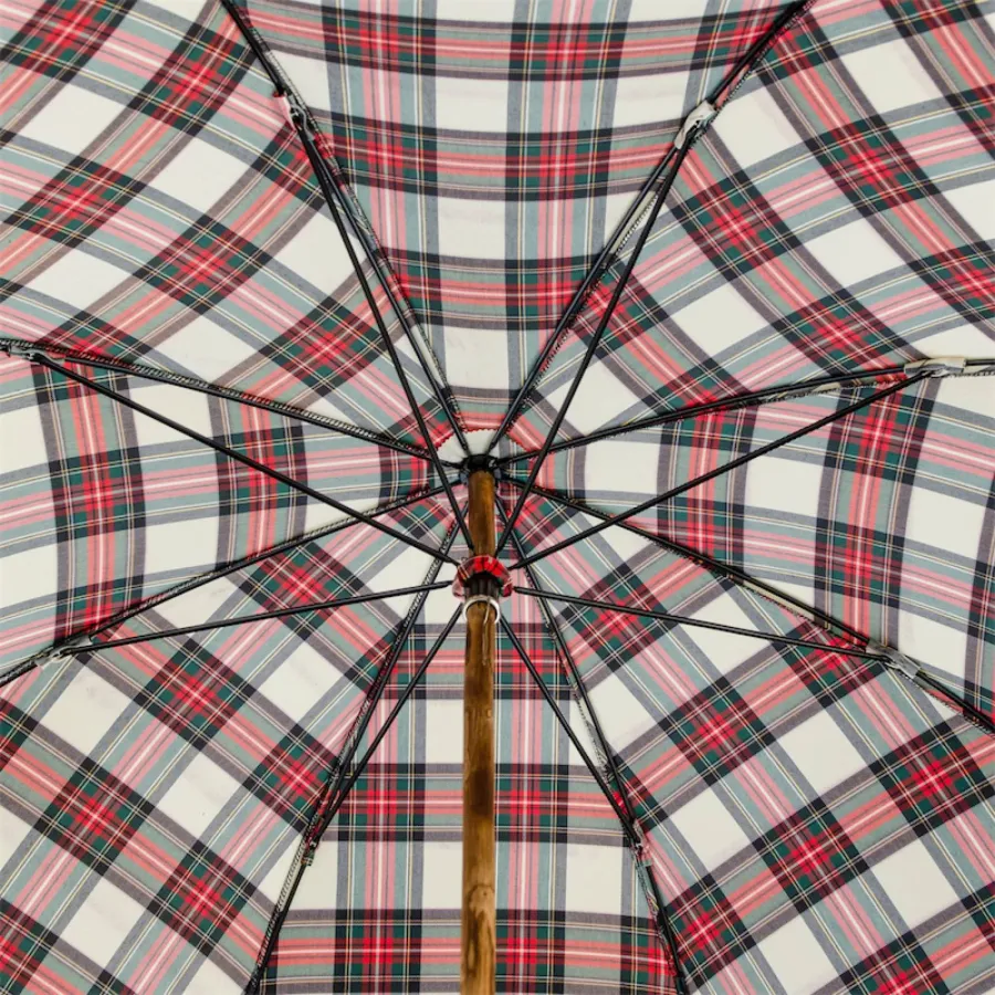 obrazek 4 Stylowy parasol męski w czerwono czarną kratę z drewnianą rączką – Pasotti