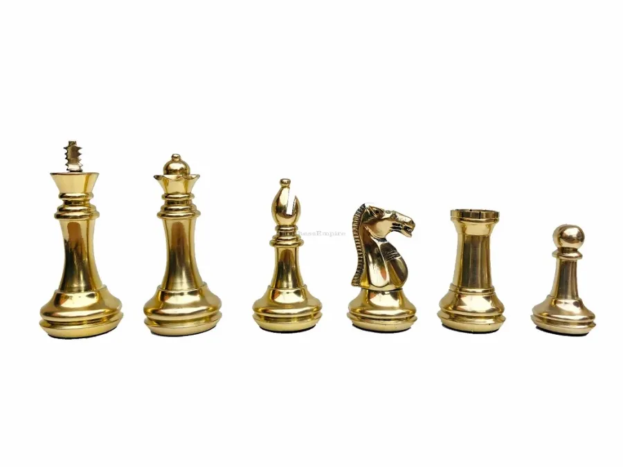 obrazek 3 Luksusowe mosiężne figury szachowe idealne na prezent - The Chess Empire