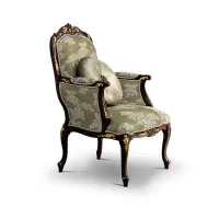 Picture Italian armchair with padded backrest, seat and armrests in antique style